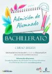 Solicitud de admisión Bachillerato curso 2022/2023