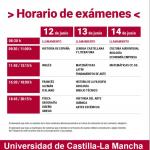 Horarios EvAU en la UCLM 2023.